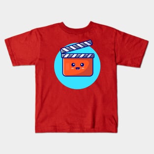 Cute Clapper Board Movie Cartoon Vector Icon Illustration Kids T-Shirt